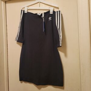 Adidas Black Dress with White Stripes